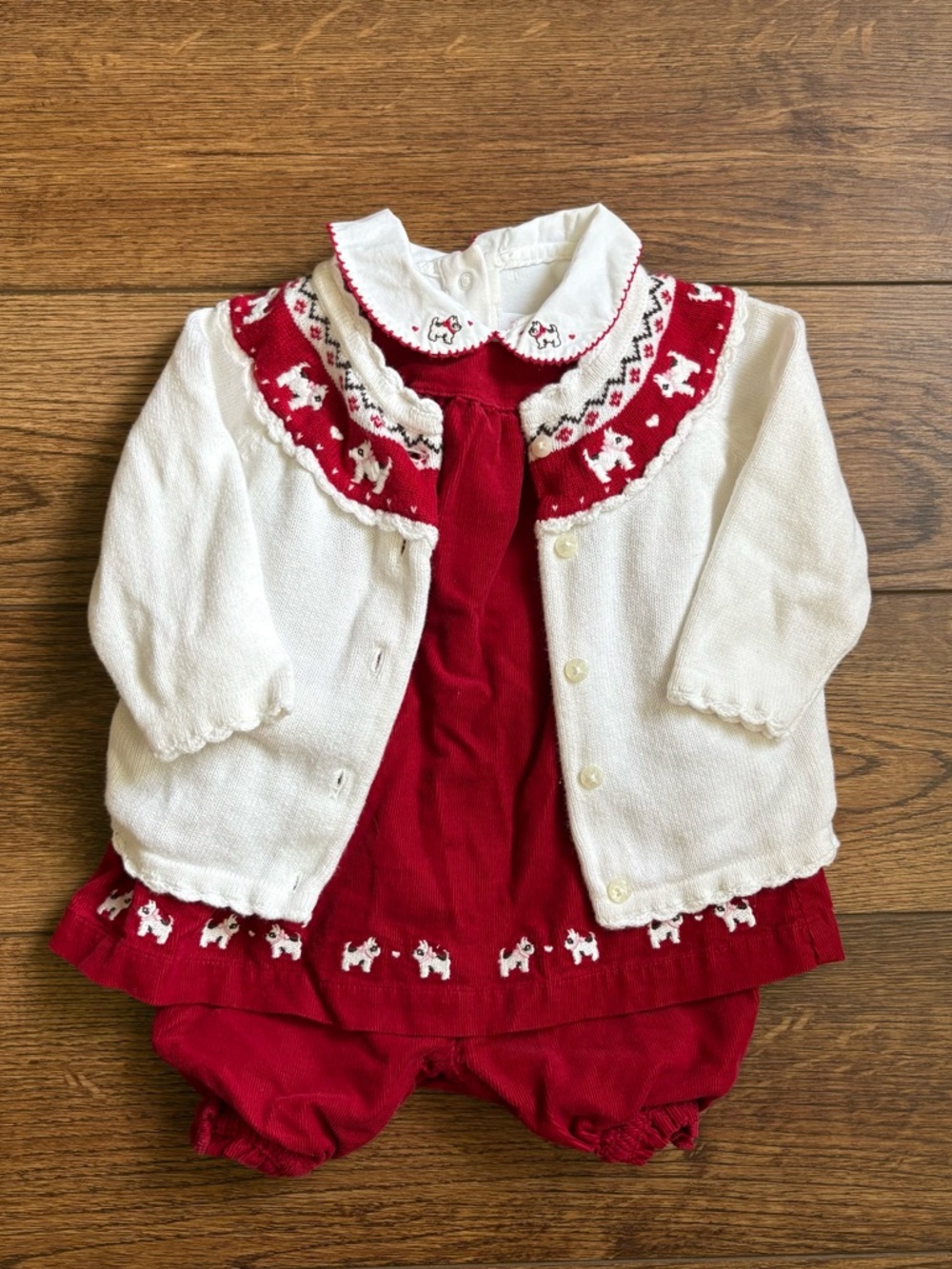 Janie and Jack Puppy Love Cardigan and Corduroy Jumper Size 3-6 Months